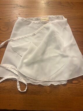 Mirella White Sheer Chiffon Wrap Mini Skirt